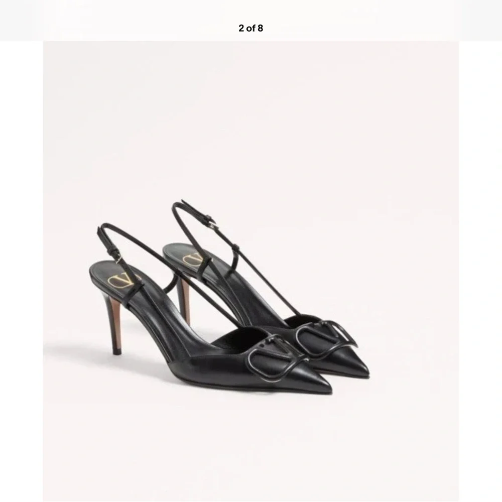Valentino Black Slingback Heels with Buckle Detail - Picture 2 of 8